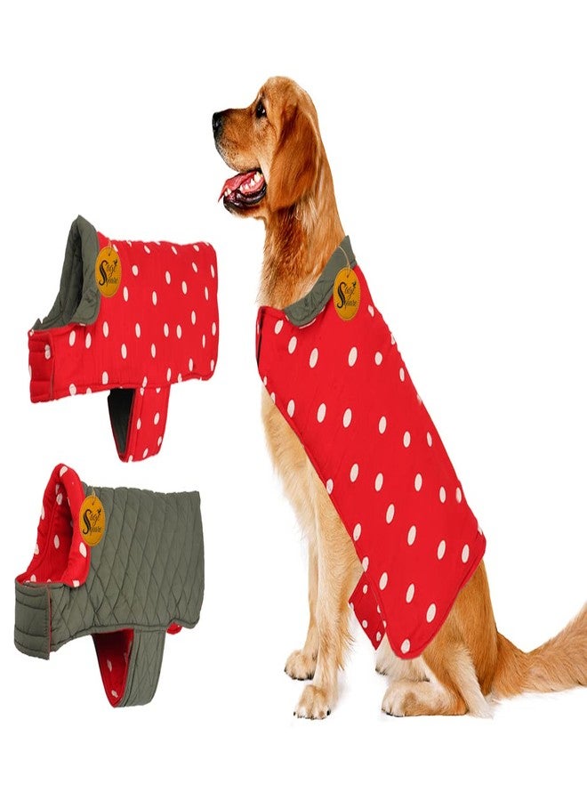 سايج سكوير سترة صوفية مربعة للكلاب من سيج، قابلة للعكس، مقاومة للماء والرياح، ملابس للكلاب في الطقس البارد (أحمر ورمادي) (كبير) (26 بوصة) - Image 1